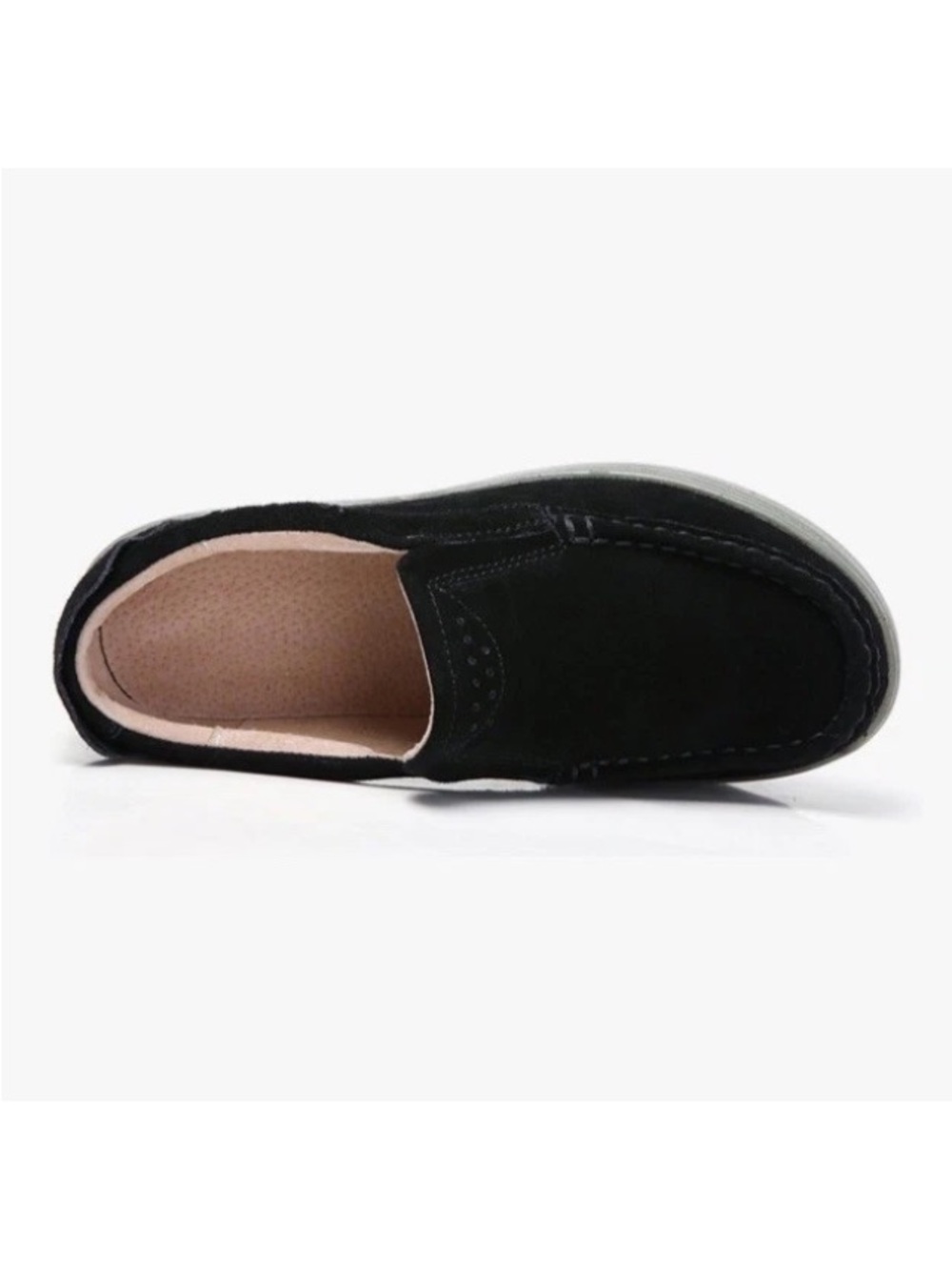Women Size 7 Suede Leather Slip-on Comfort Wedge Loafers Platform Moccasin Shoes - Picture 4 of 14